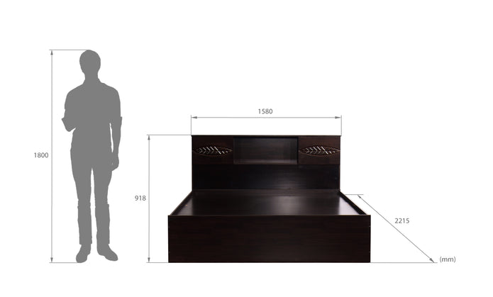 Aegiale Bed – Solid Wood Headboard with Box Storage