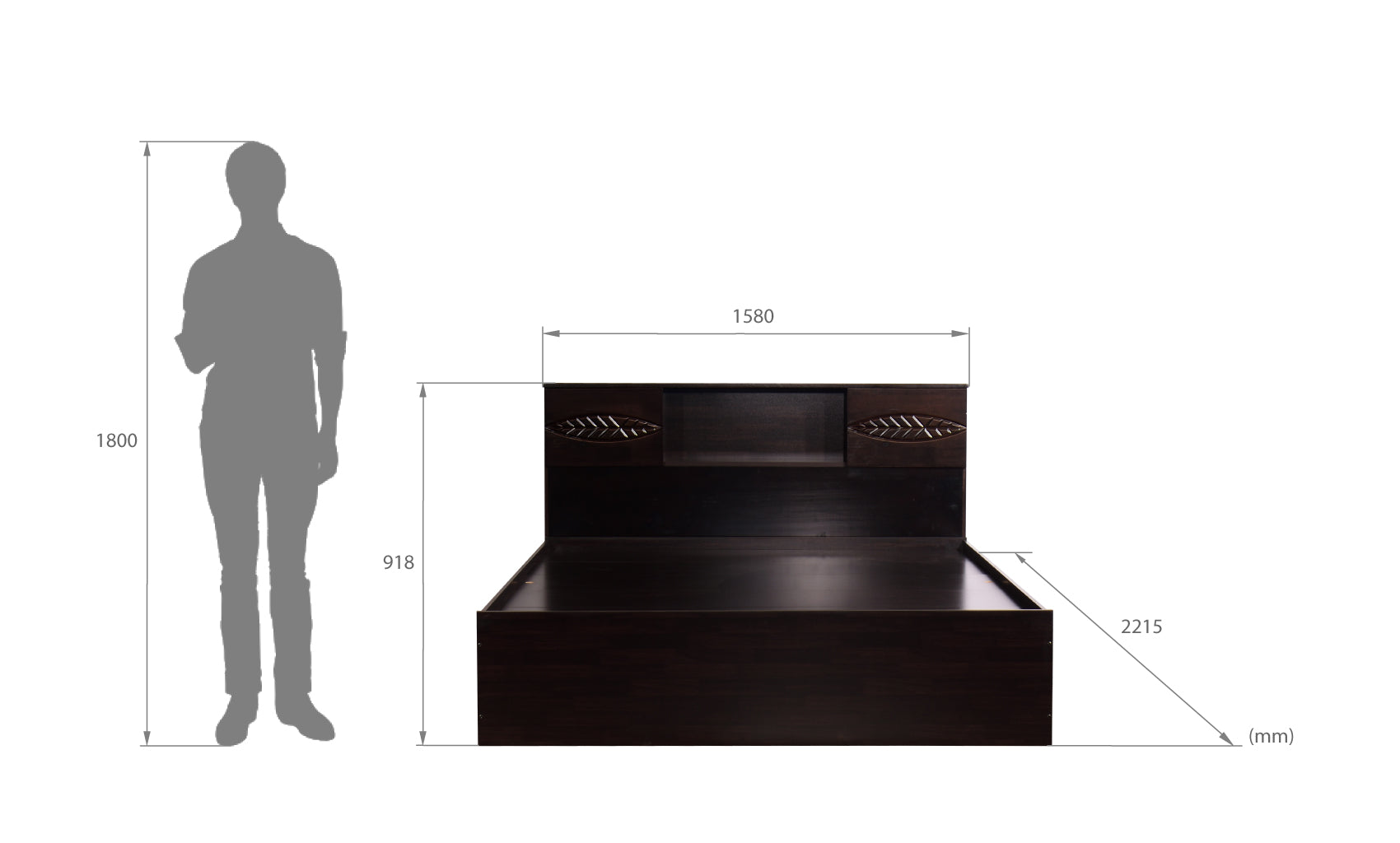 Aegiale Bed – Solid Wood Headboard with Box Storage