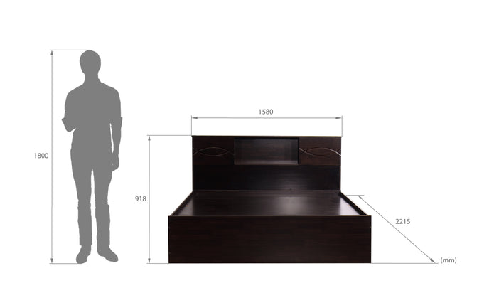 Euthenia Bed – Solid Wood Headboard with Box Storage