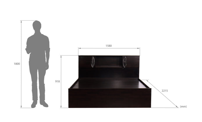 Idyia Bed – Solid Wood Headboard with Box Storage