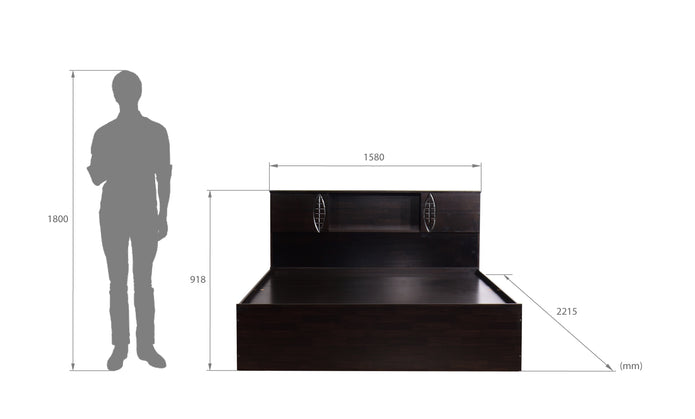سرير كاميرا - لوح رأس من الخشب الصلب مع صندوق تخزين