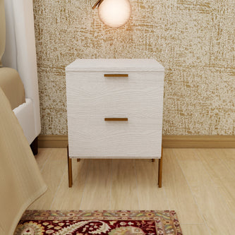 Baso 2-drawer nightstand in off-white — front view