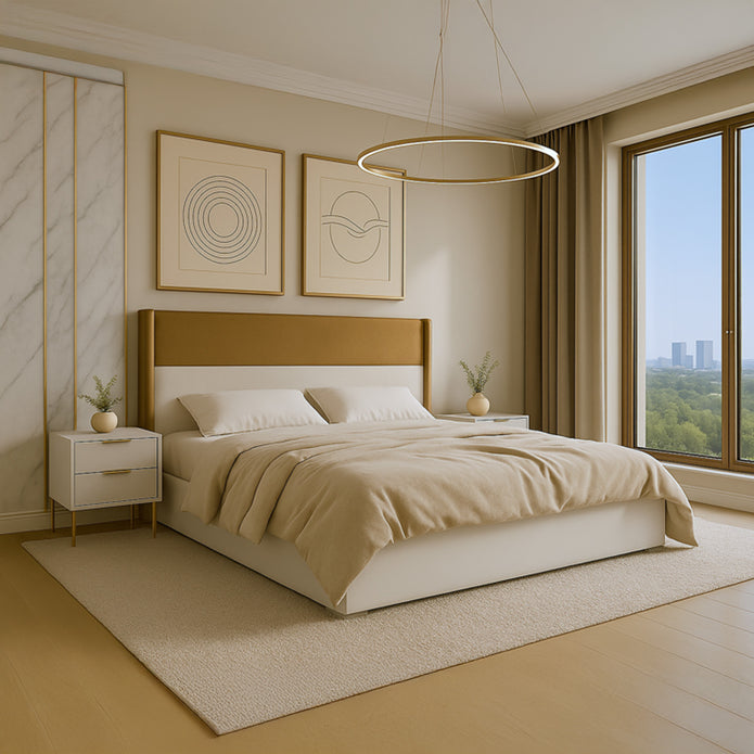 AURELIA Romy modern luxury bed with upholstered headboard