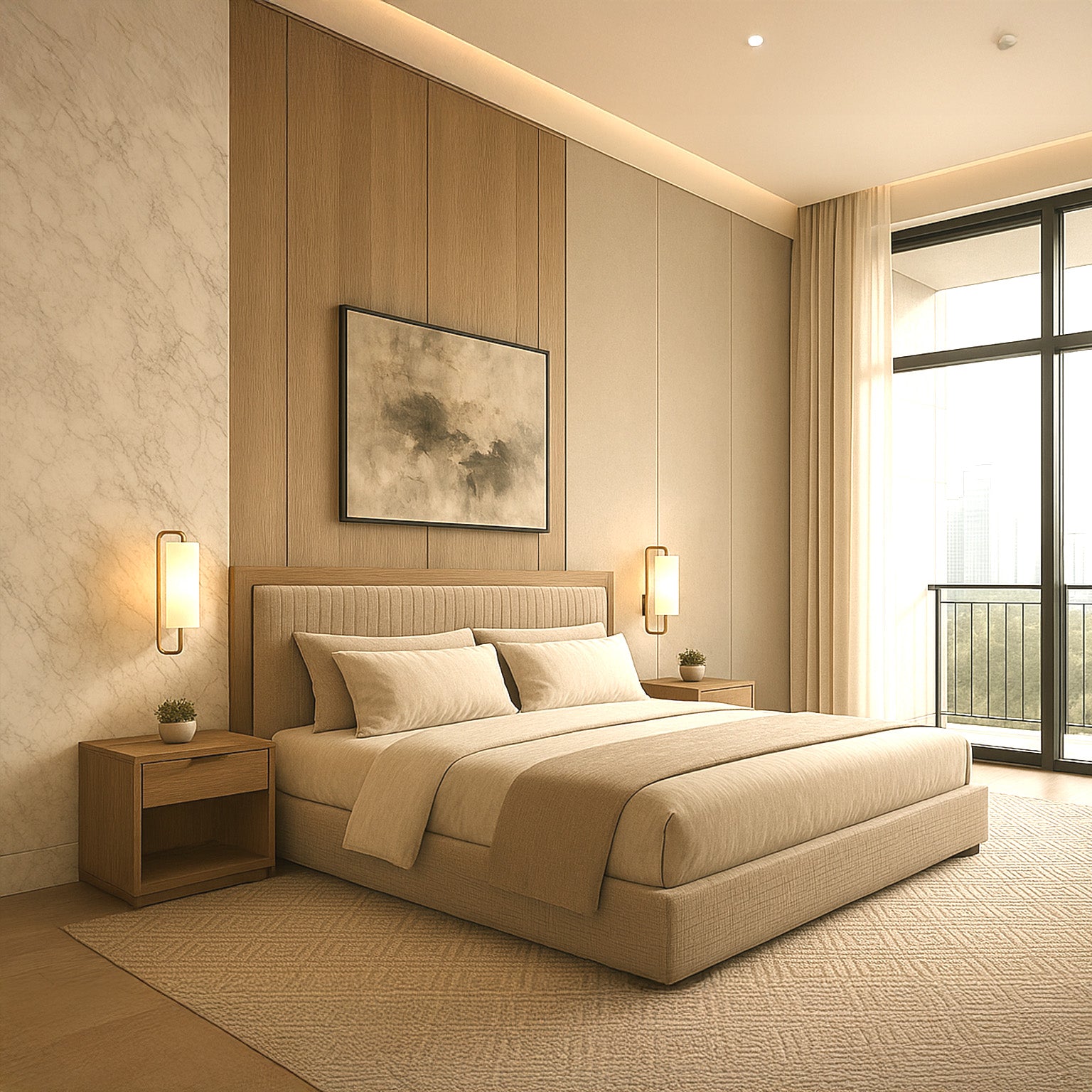 NOCTURNE Kai modern luxury bed with contemporary upholstered finish