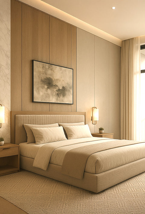 NOCTURNE Kai modern luxury bed with contemporary upholstered finish