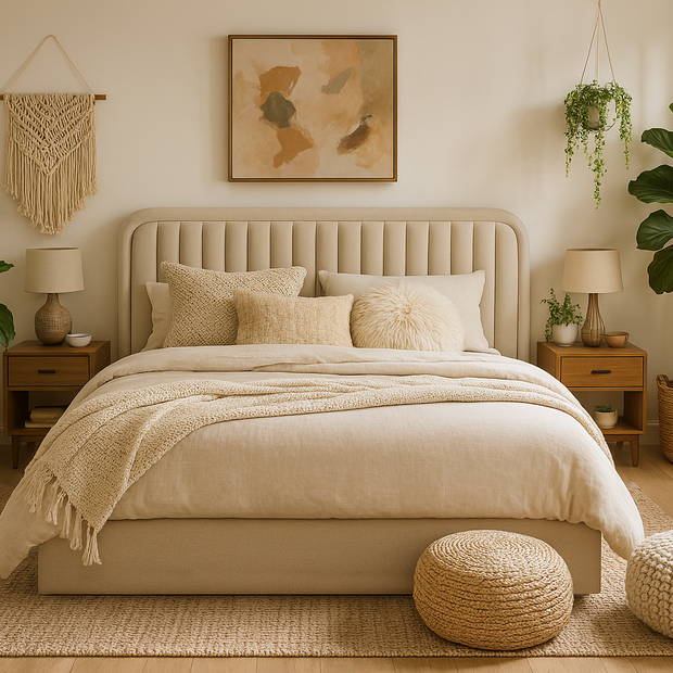 August Bed With Premium Fabric And Box Storage - King Bed