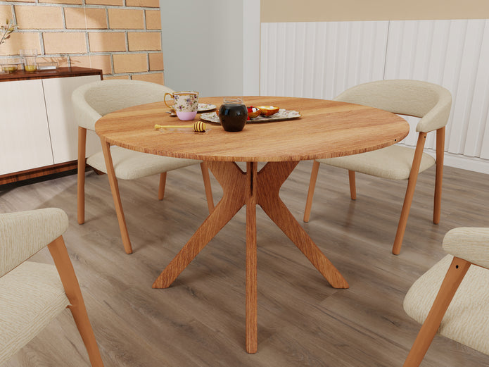 Hearthbeam Dining Table - 4-6 Seater (Light Oak & Antique Oak)