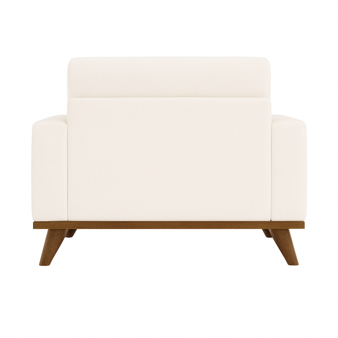 The Haven Chair in Beige - Plush Armchair with Modern Wooden Base