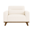 The Haven Chair in Beige - Plush Armchair with Modern Wooden Base