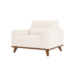 The Haven Chair in Beige - Plush Armchair with Modern Wooden Base