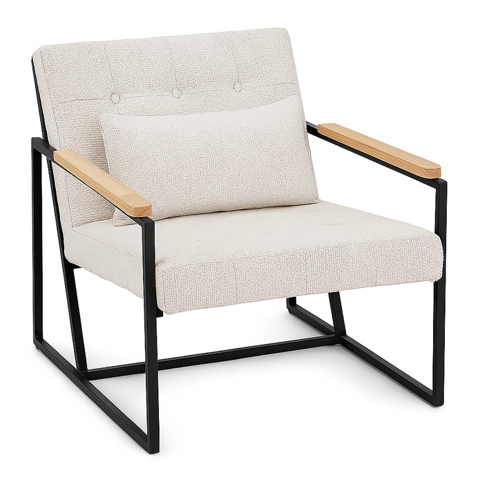 كرسي ميرو بذراعين - كرسي قماشي عصري (بيج)