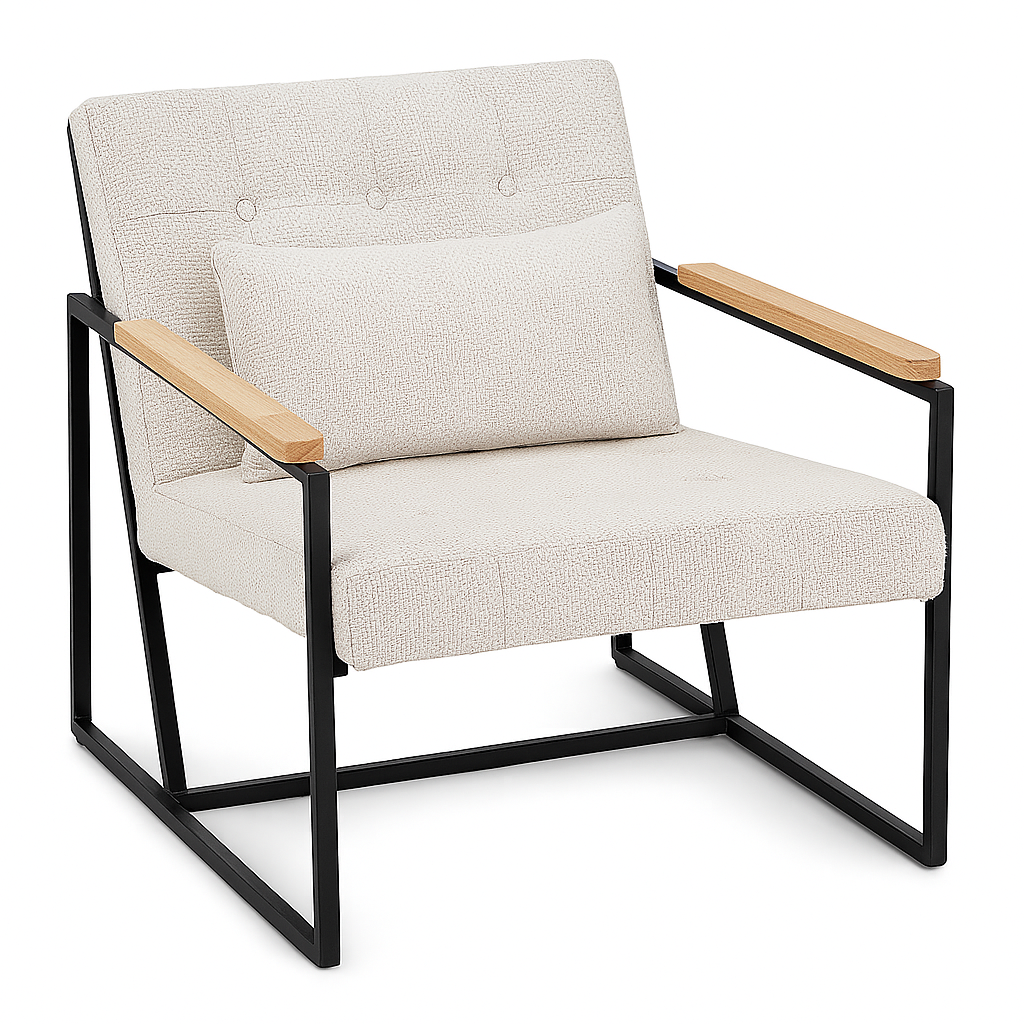 كرسي ميرو بذراعين - كرسي قماشي عصري (بيج)