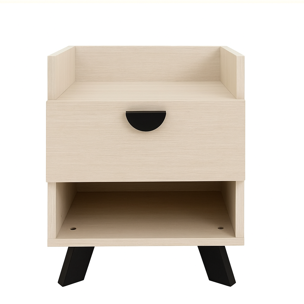 طاولة جانبية تاكتا ذات درج واحد - لون عسل رمادي