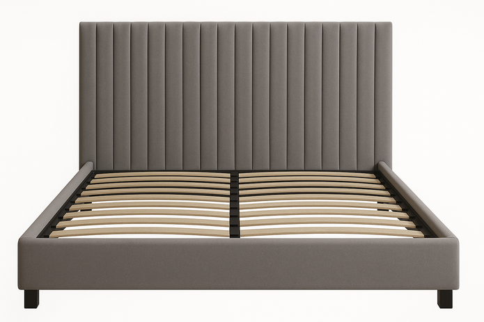Bastion Upholstered Bed (Grey | Beige) - King & Queen