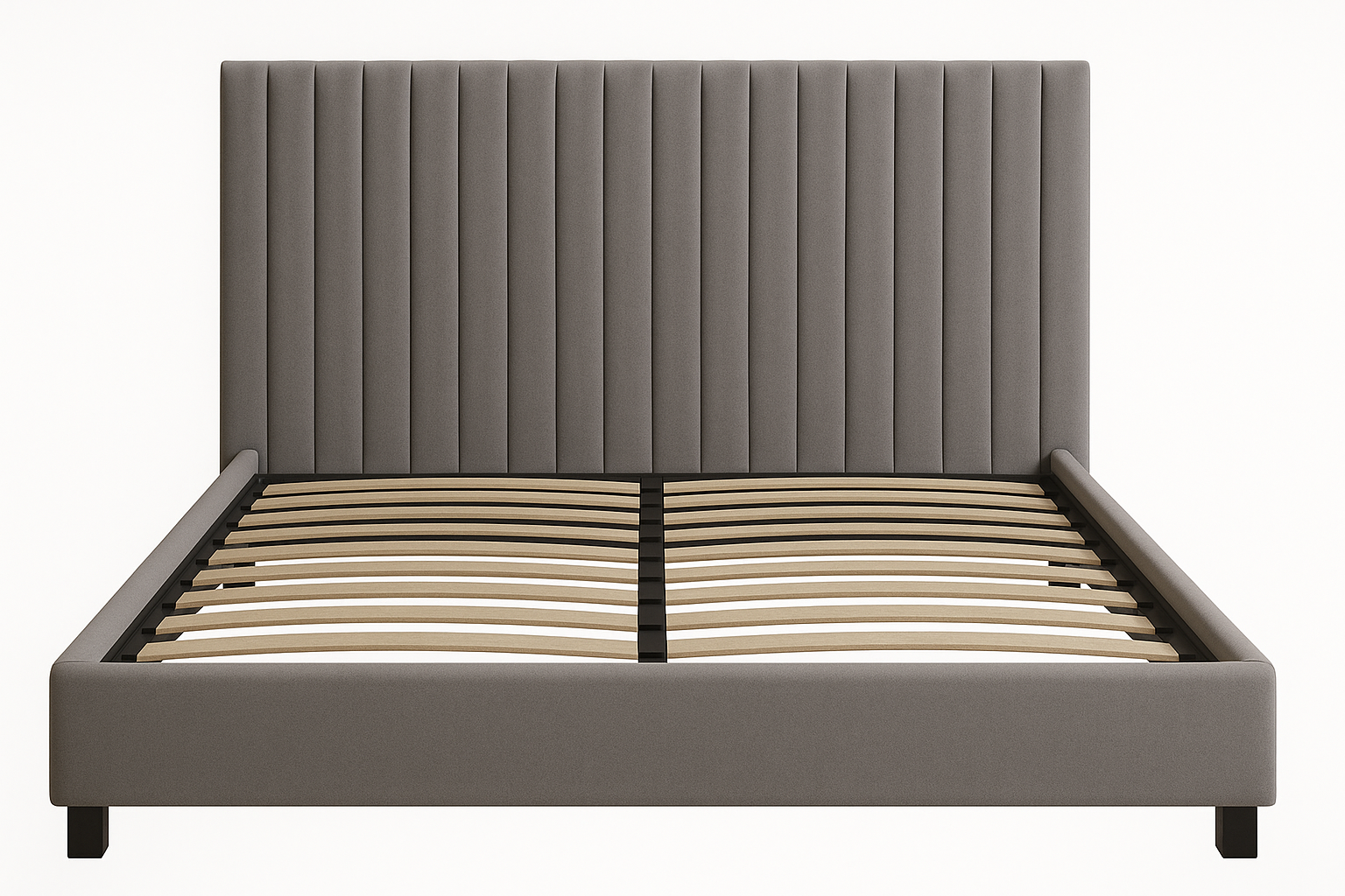 Bastion Upholstered Bed (Grey | Beige) - King & Queen