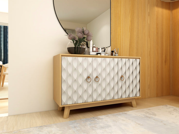 Echo Sideboard (Cream, Solid Wood) - Modern Storage Cabinet