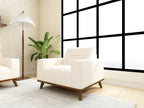 The Haven Chair in Beige - Plush Armchair with Modern Wooden Base
