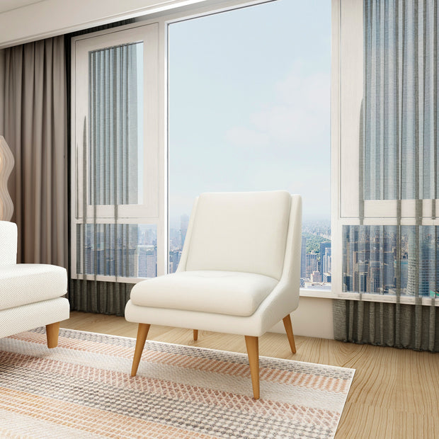 Obsidian Armchair - Modern Fabric Accent Chair (Beige & Grey)