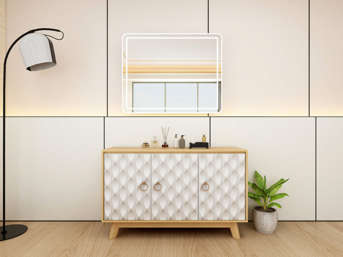 مجموعة أثاث منزلي من 9 قطع (أبيض عاجي، وبلوط عتيق، وبلوط فاتح)