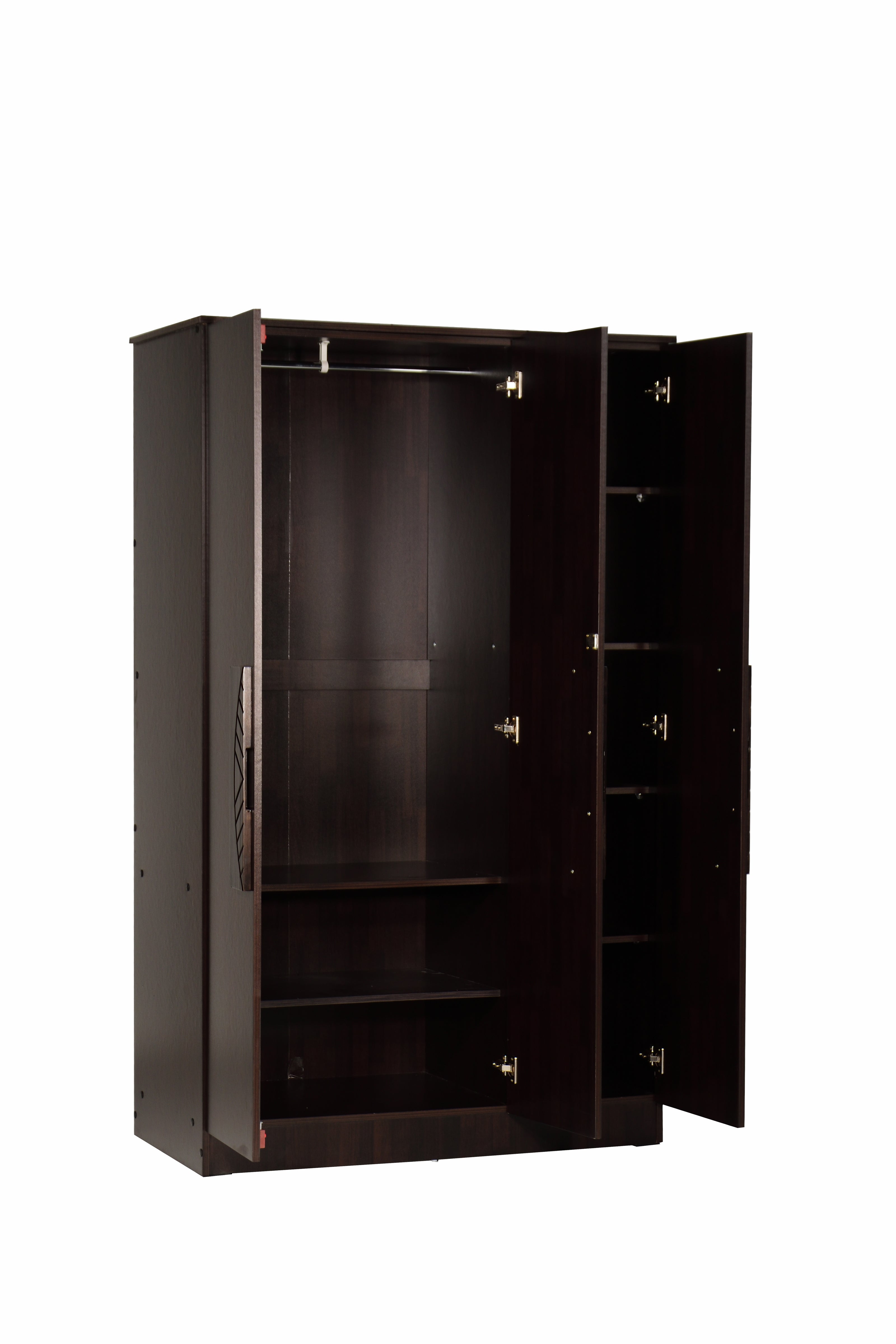 Prophasis 3-Door Engineered Wood Wardrobe – Modern Bedroom Almirah with Shelves & Hanging Space