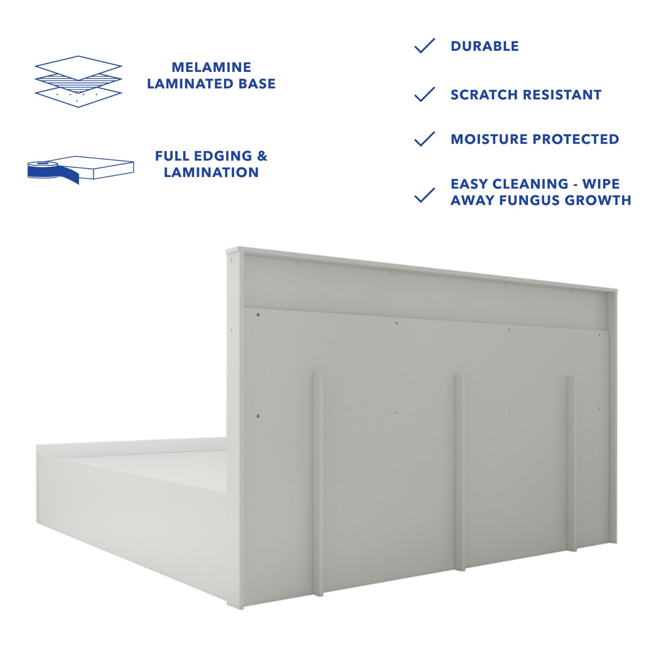 Clementine Bed With Premium Fabric And Box Storage - King Bed