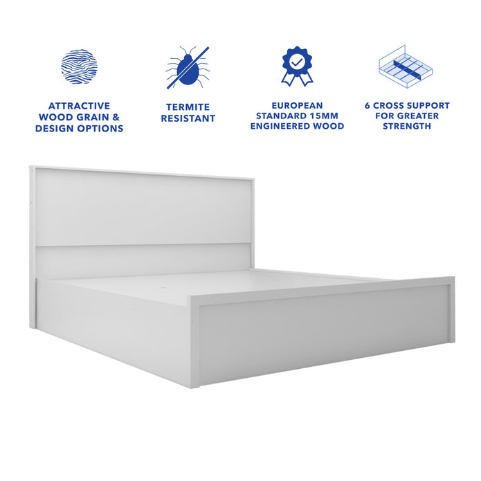 Zuri Bed With Premium Fabric And Box Storage - King Bed