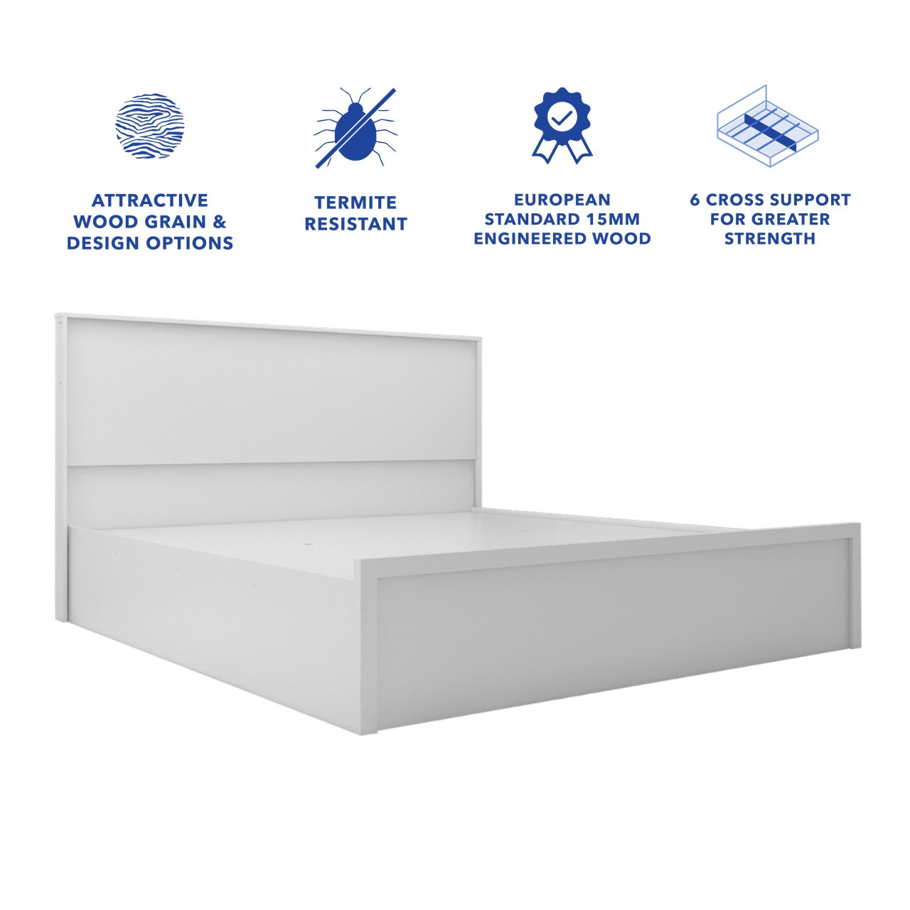 Zuri Bed With Premium Fabric And Box Storage - King Bed
