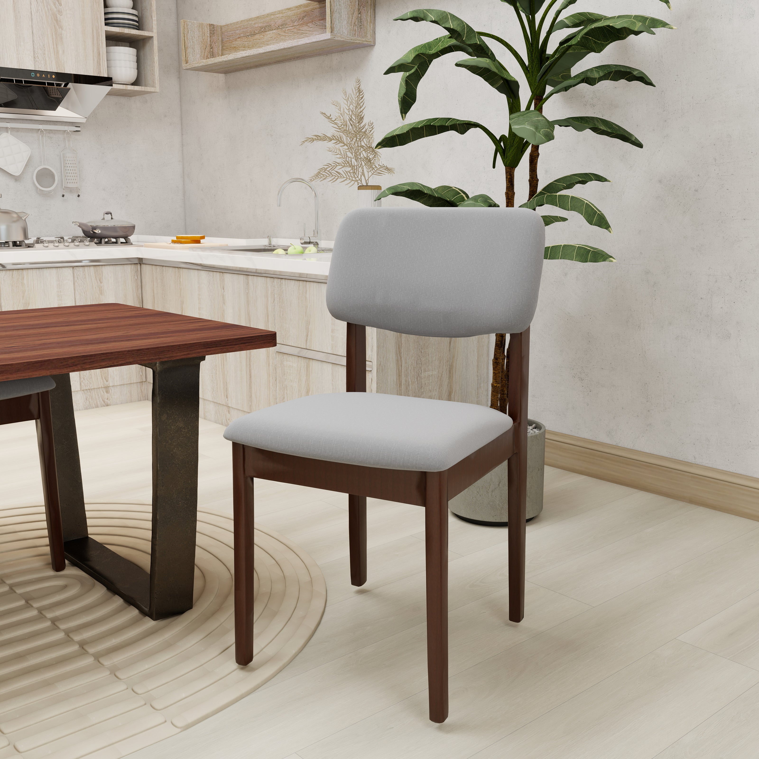 Mellow Edges — 9-Piece Home Furniture Combo (Grey, Off-White & Walnut)