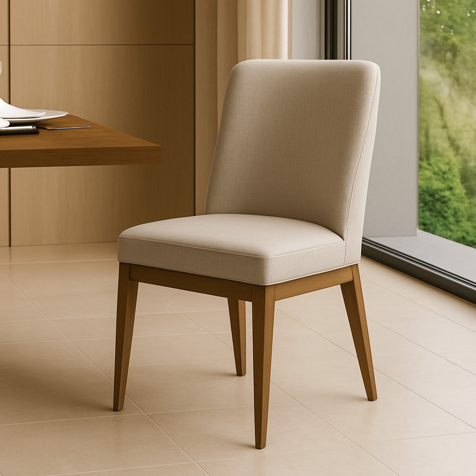 NOCTURNE Monolith modern luxury dining chair with square seat cushion