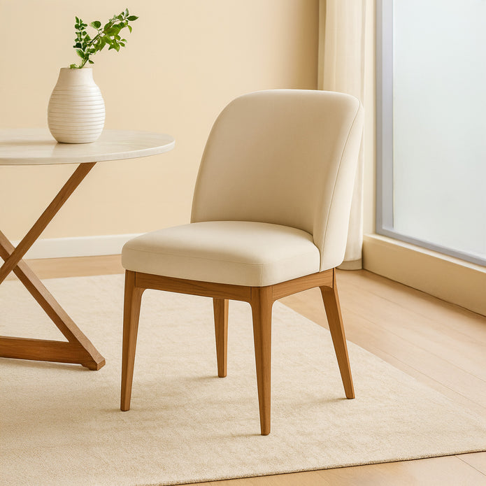 ELAN Maison modern luxury dining chair with curved back and upholstered seat