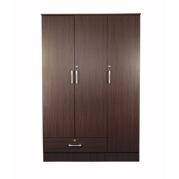 Housen 3-door wardrobe, walnut wood-grain, front view