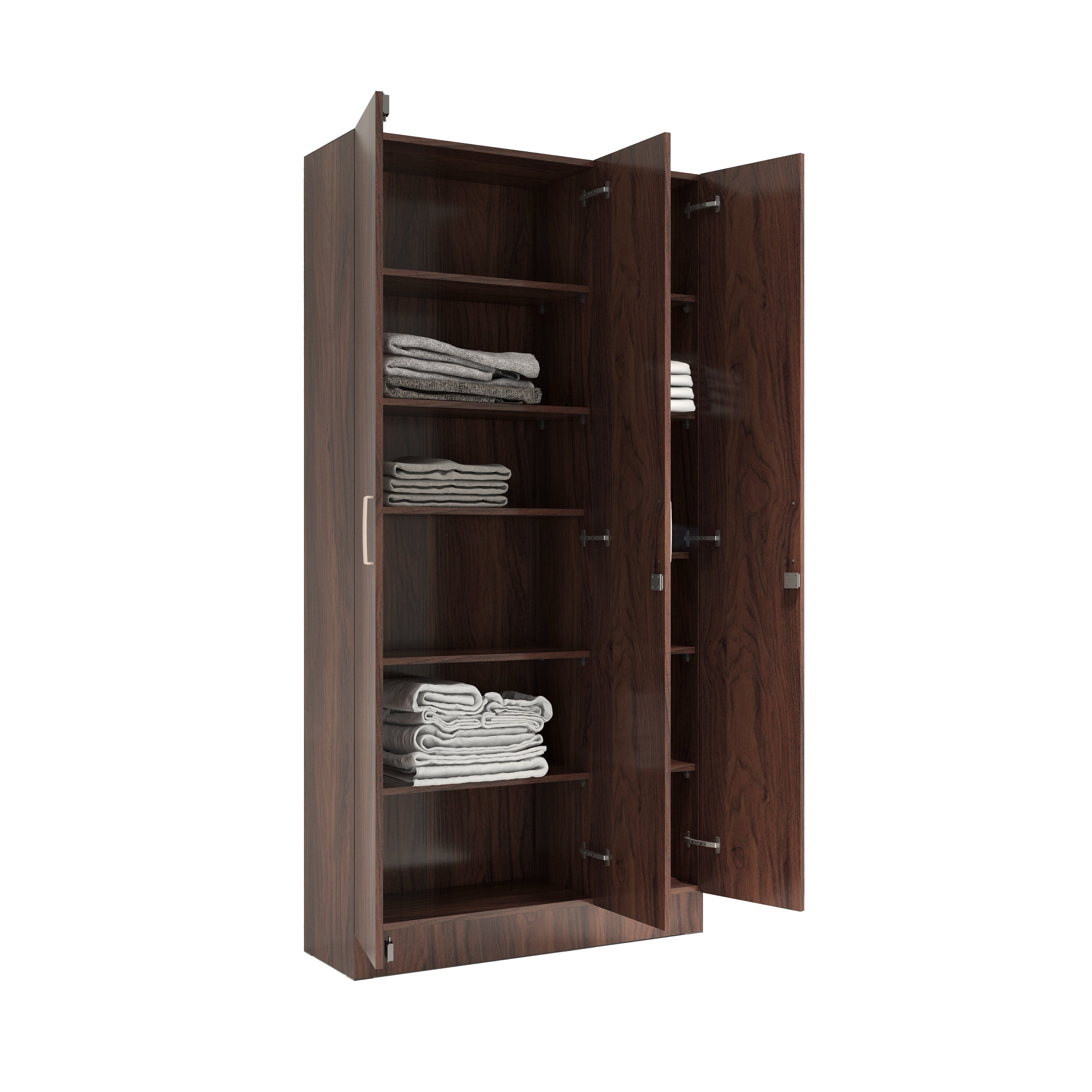 خزانة ملابس كينزو الخشبية الهندسية بثلاثة أبواب - غرفة نوم عصرية مع أرفف