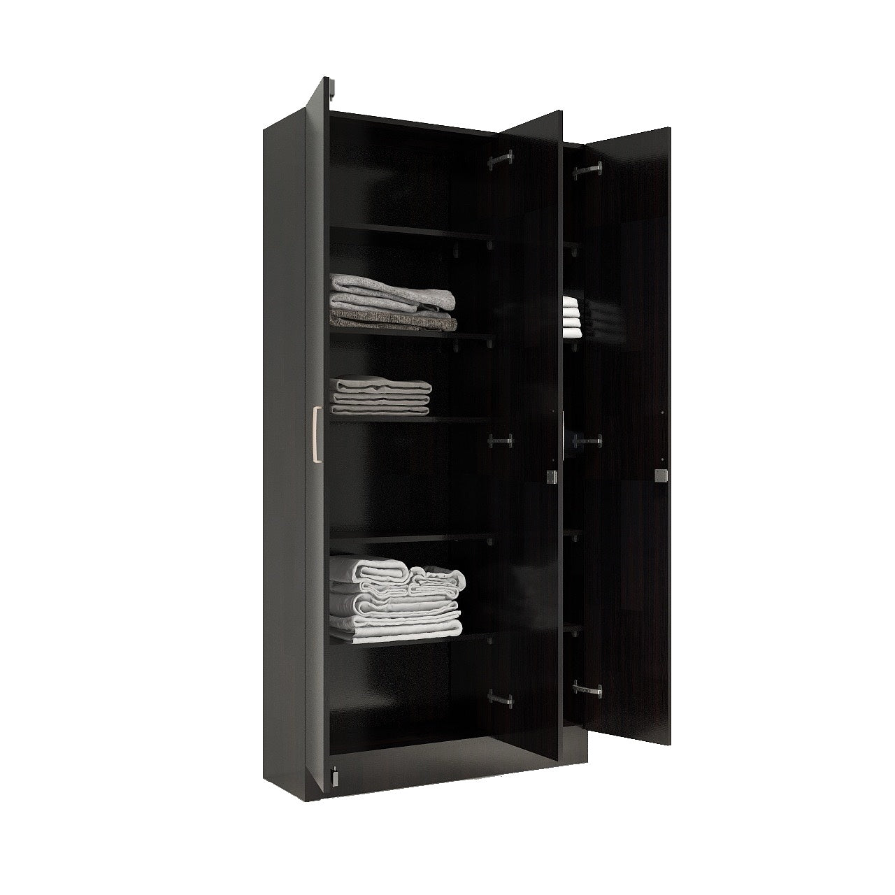 خزانة ملابس كينزو الخشبية الهندسية بثلاثة أبواب - غرفة نوم عصرية مع أرفف