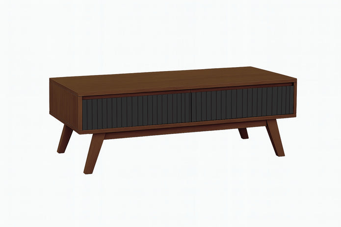 طاولة قهوة ستراتا (جوز وأسود) - طاولة مركزية من الخشب الصلب