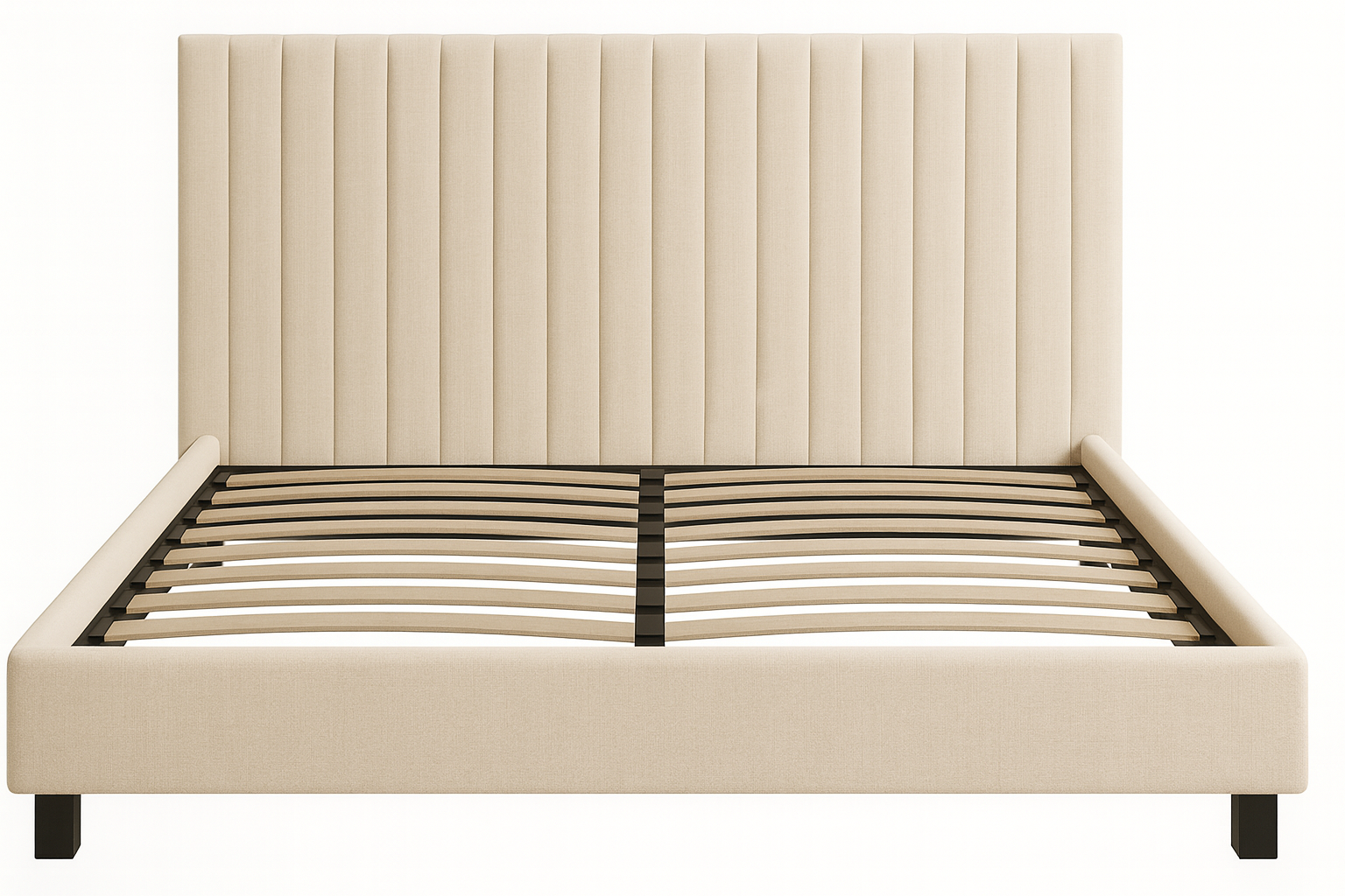 Bastion Upholstered Bed – Linear Calm Collection | Premium King & Queen Bed