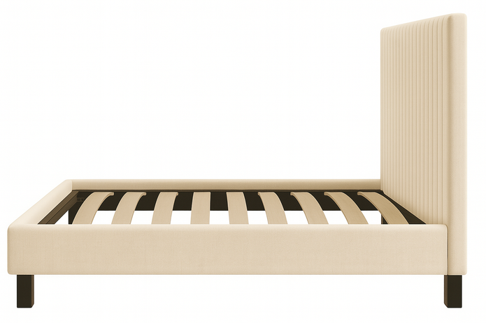 Bastion Upholstered Bed – Linear Calm Collection | Premium King & Queen Bed