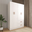Nirodhah Queen Bedroom Set – Upholstered Bed & 4-Door Wardrobe (White & Silver Oak)
