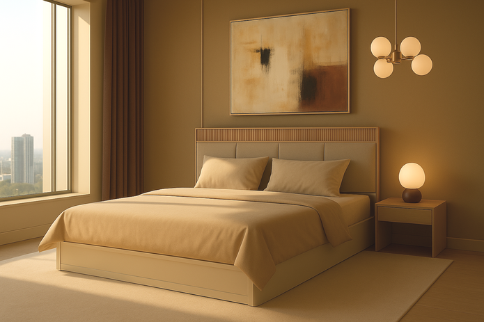 Volare Box Storage Bed – Open View with Fabric Finish