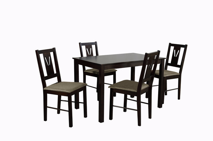 Thetis 4-Seater Wooden Dining Table Set with Solid Wood Chairs