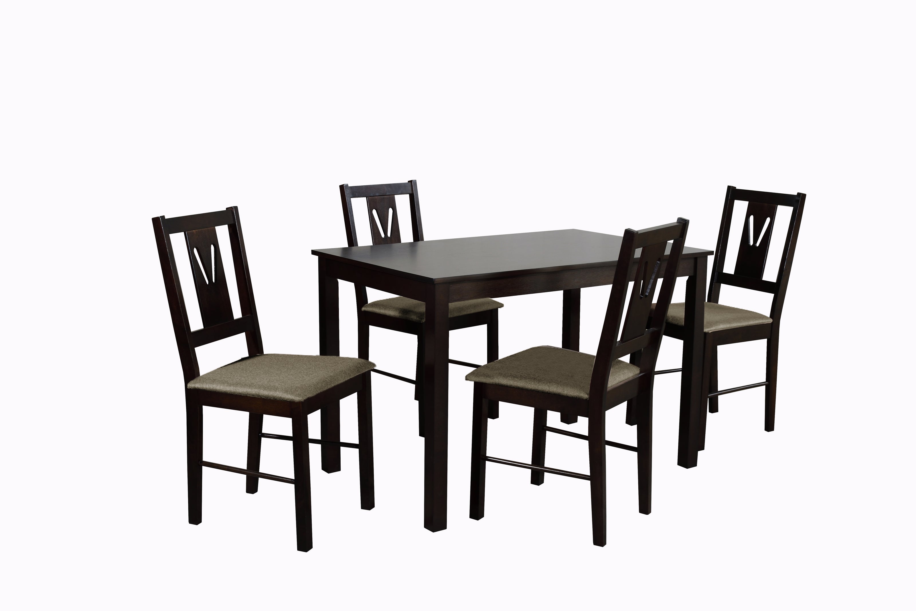 Thetis 4-Seater Wooden Dining Table Set with Solid Wood Chairs