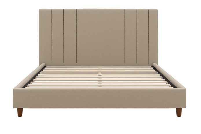 Harbor Upholstery Bed - Beige | Modern Tufted Headboard Bed
