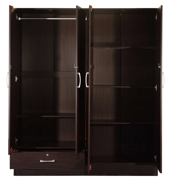 Housen 4-Door Wardrobe with Shelves (Engineered Wood)