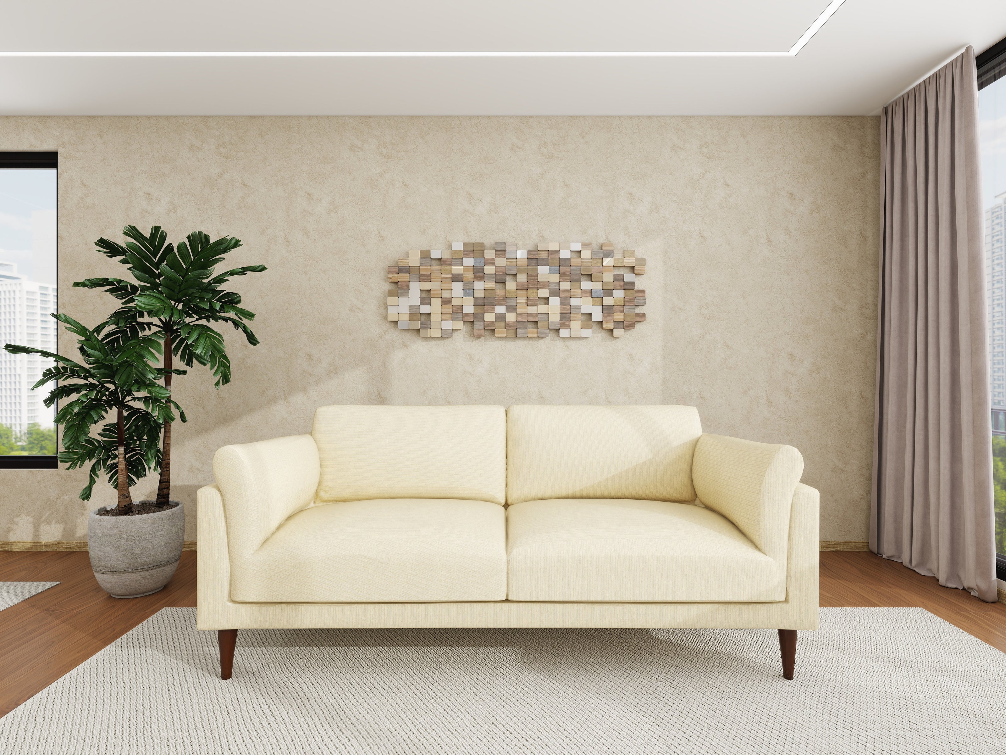 Linear Calm — 9-Piece Home Furniture Combo (Beige, White & Black)