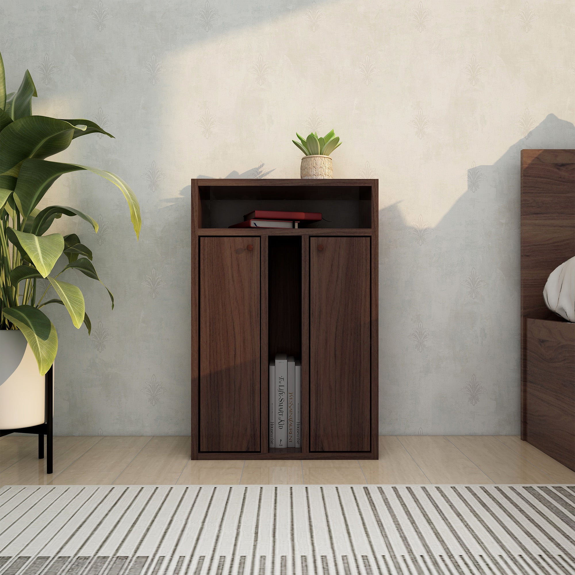 طاولة سرير رين - طاولة جانبية خشبية مدمجة مع درج تخزين