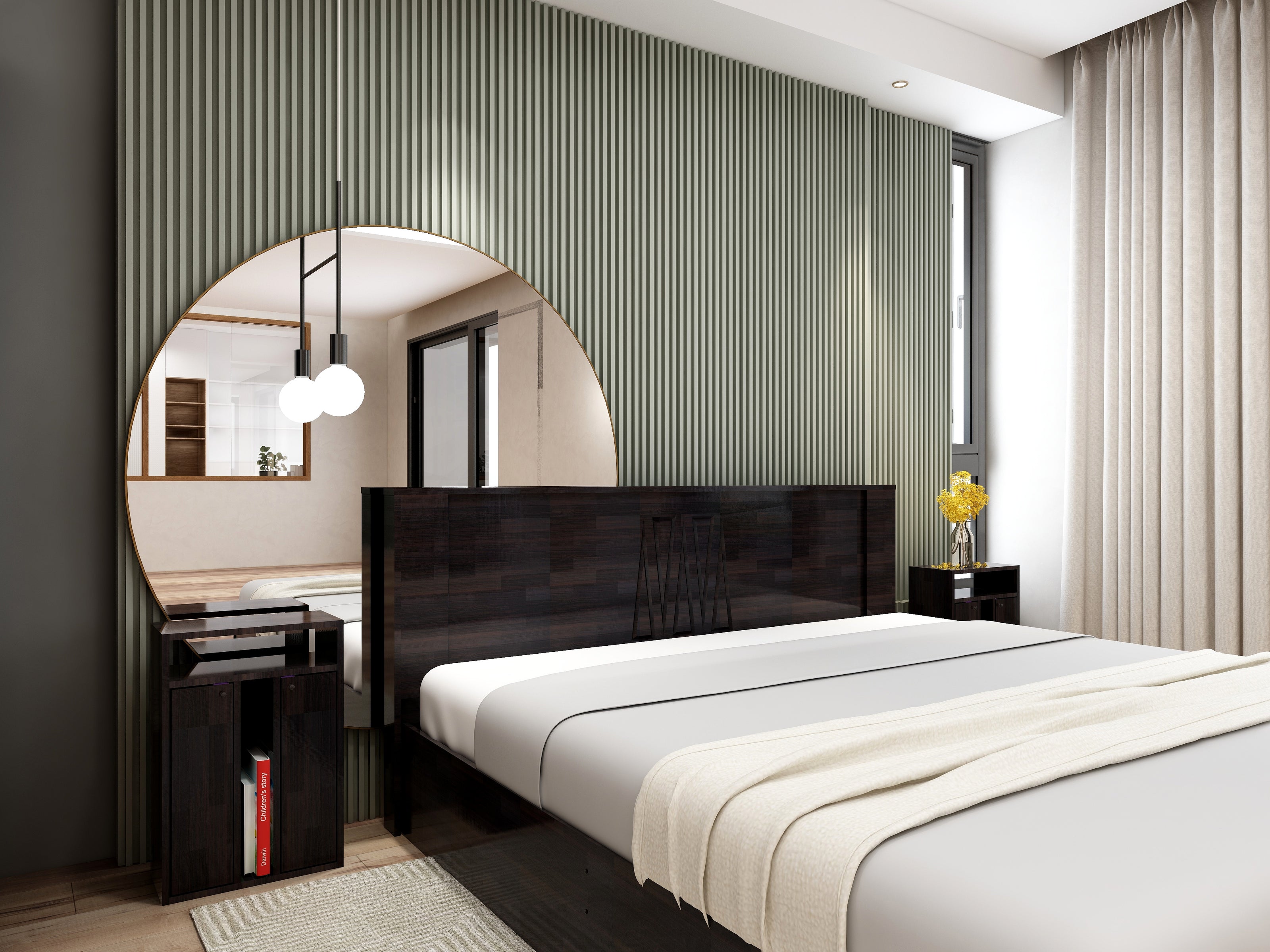 Ren Classic Bedroom Set – Queen, 2-Door Wardrobe & Side Table