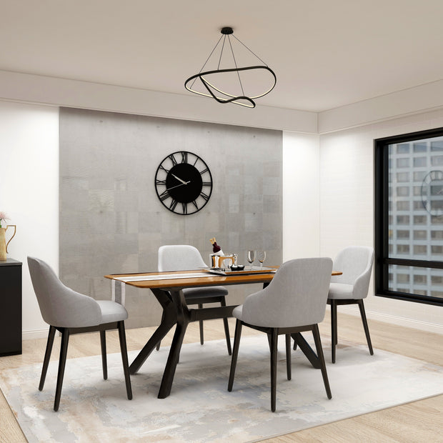 طاولة طعام أوربانايت (رمادية) - خشب صلب، تتسع من ٤ إلى ٦ أشخاص