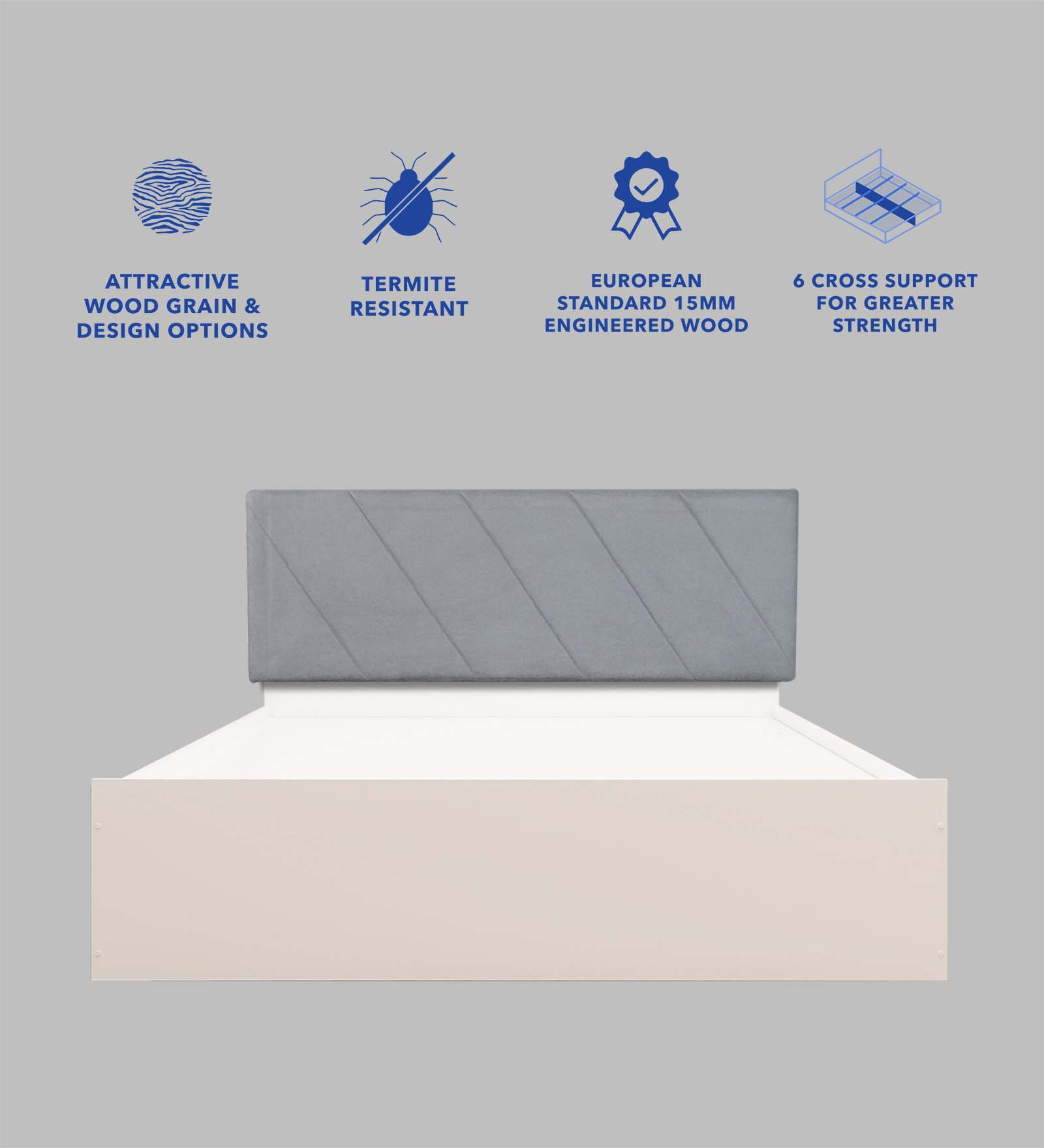 Sutra Queen Bed – Leatherette Upholstery with Box Storage