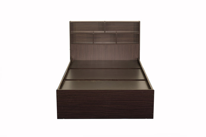 Takeo single bed in walnut finish, front angle (3x6 ft)