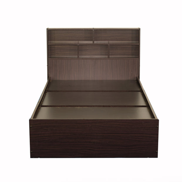 Takeo single bed in walnut finish, front angle (3x6 ft)