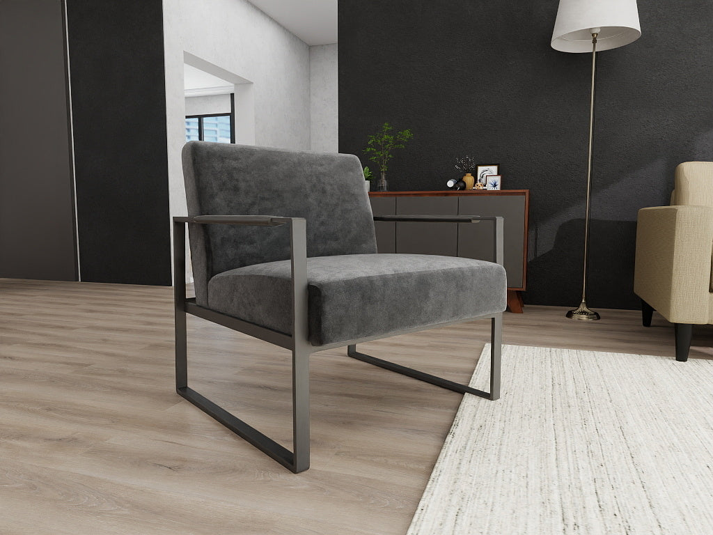 Rue Armchair - Grey | Modern Lounge Chair with Sculpted Comfort